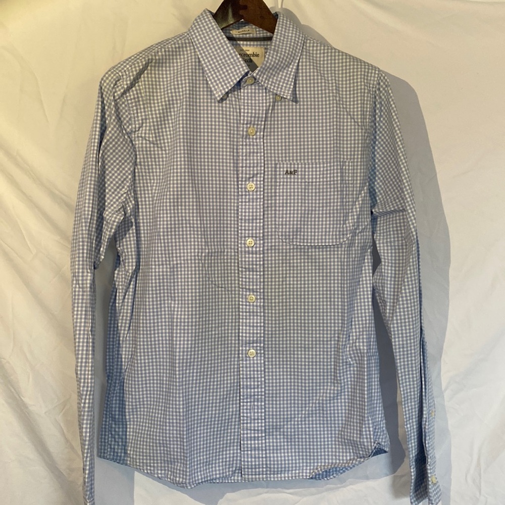 Abercrombie and Fitch Plaid Button Down Muscle Shirt Size Medium